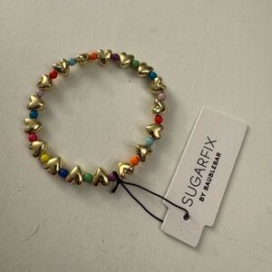Sugarfix by BaubleBar Gold Heart & Rainbow Bead Stretch Bracelet LX9